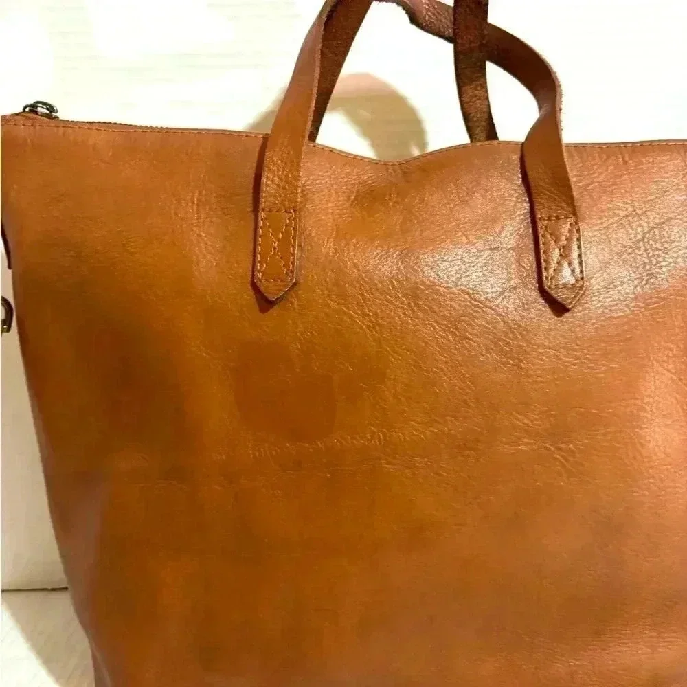 Madewell brown distressed leather satchel handbag